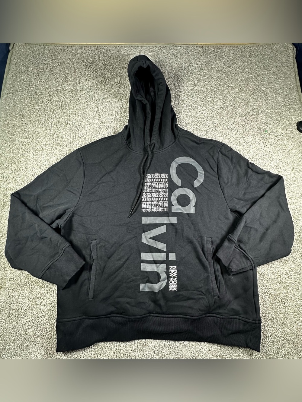 Calvin Klein Men's Long Sleeve Drawstring Kangaroo Pocket Hoodie Black 2XL